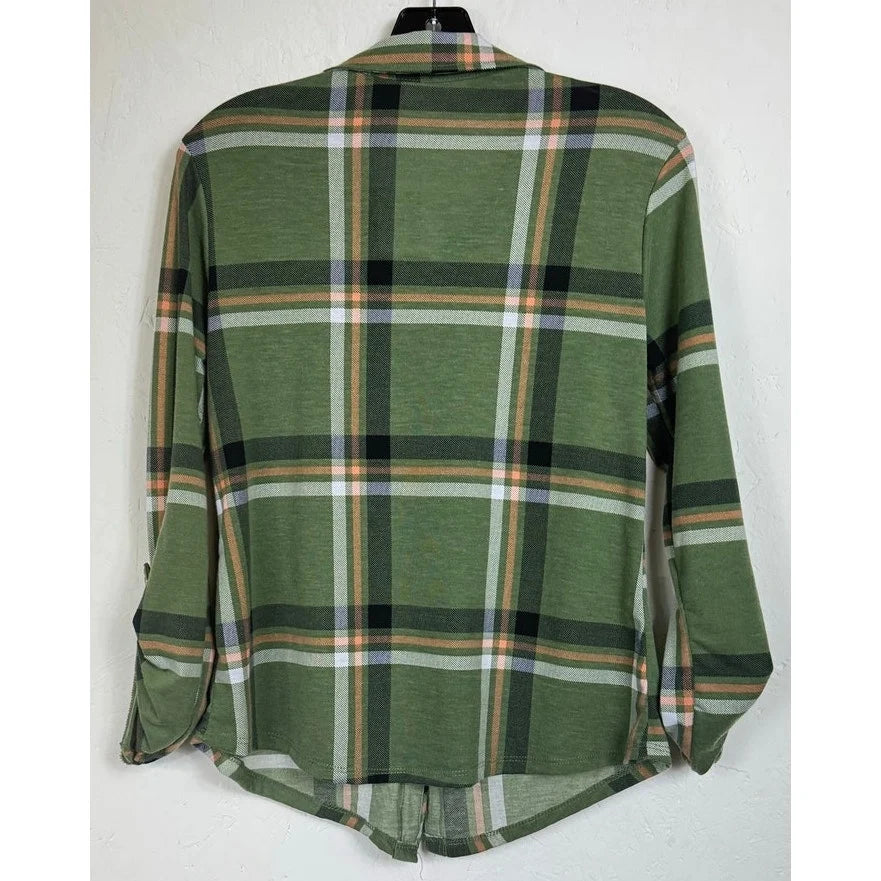 Just Be ... Green Long Sleeve Button Up Blouse Women's Small - Image 2