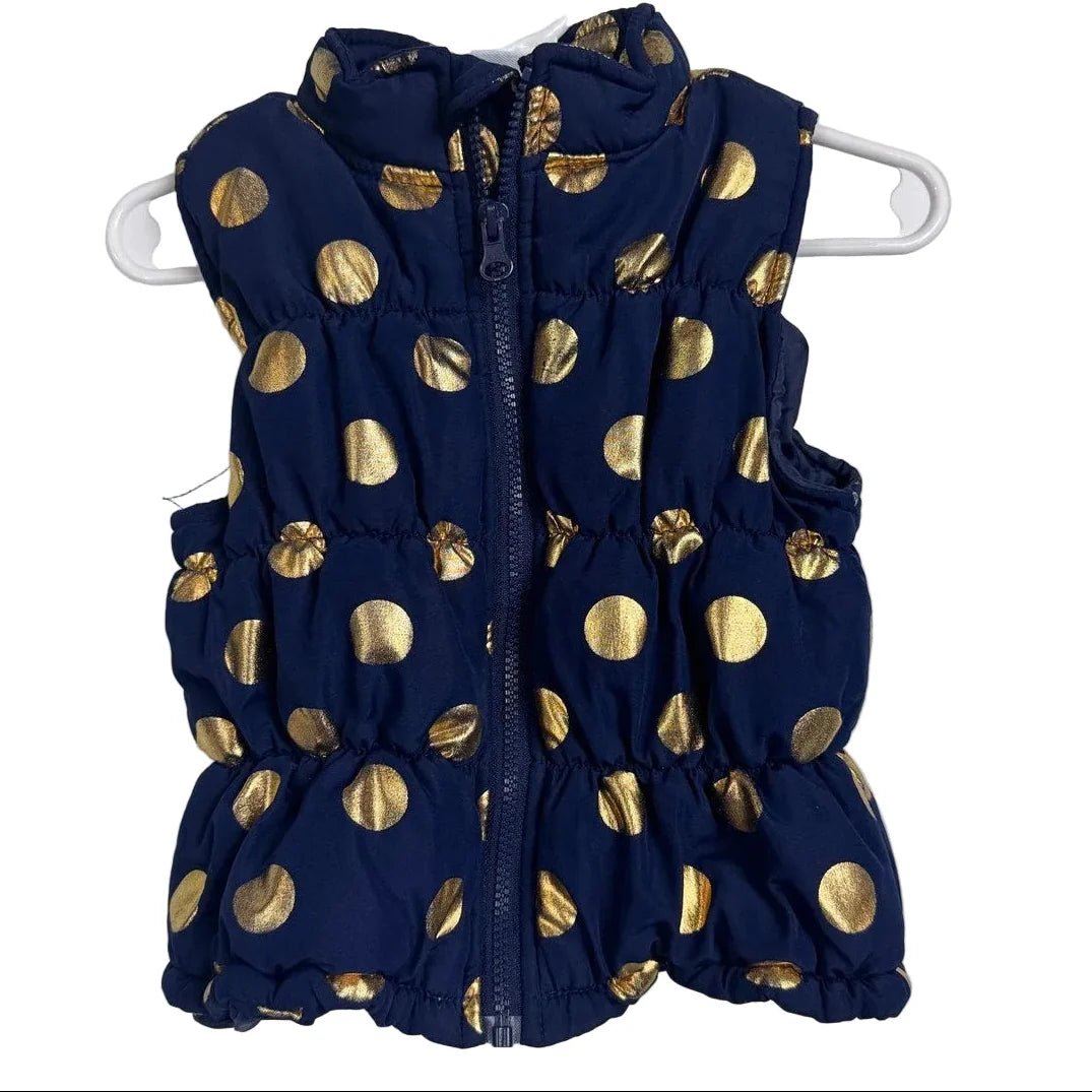 Healthtex Blue And Gold Sleeveless Puffer Vest Girl's Size 3t - Image 1