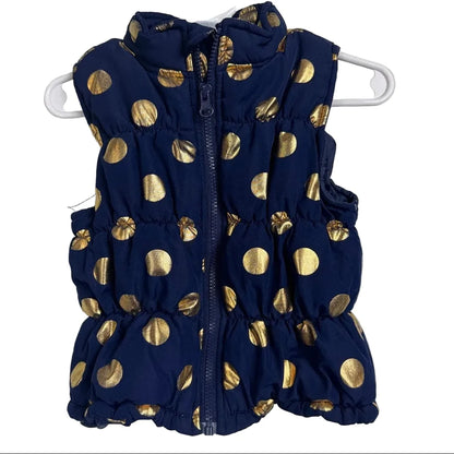 Healthtex Blue And Gold Sleeveless Puffer Vest Girl's Size 3t - Image 1