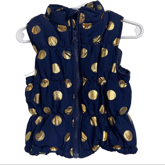 Healthtex Blue And Gold Sleeveless Puffer Vest Girl's Size 3t - Image 1