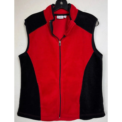 Kim Rogers Red & Black Fleece Vest Women's XL - Image 1