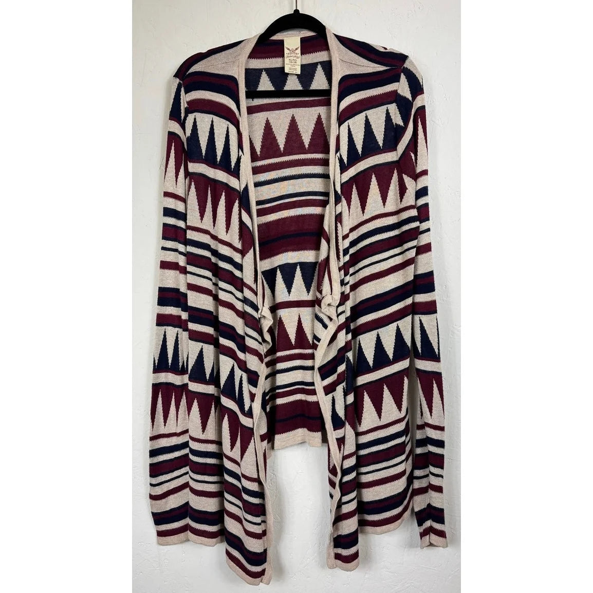 Faded Glory Blue, Red & Beige Long Sleeve Cardigan Women's XL - Image 1
