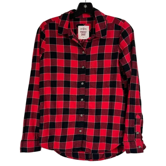 So Red Black Long Sleeve Button Up Shirt Women's Small - Image 1