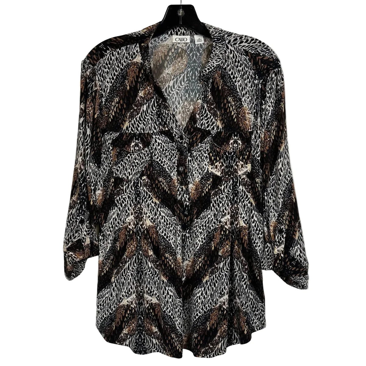 Cato Brown Long Sleeve Button Up Blouse Women's Medium - Image 1