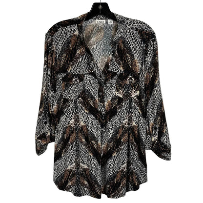 Cato Brown Long Sleeve Button Up Blouse Women's Medium - Image 1