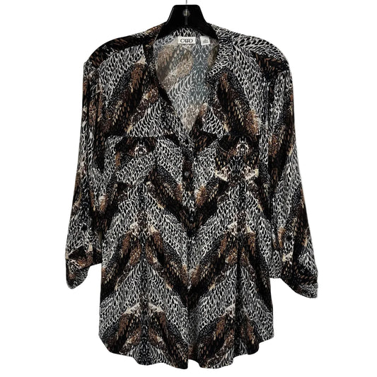 Cato Brown Long Sleeve Button Up Blouse Women's Medium - Image 1