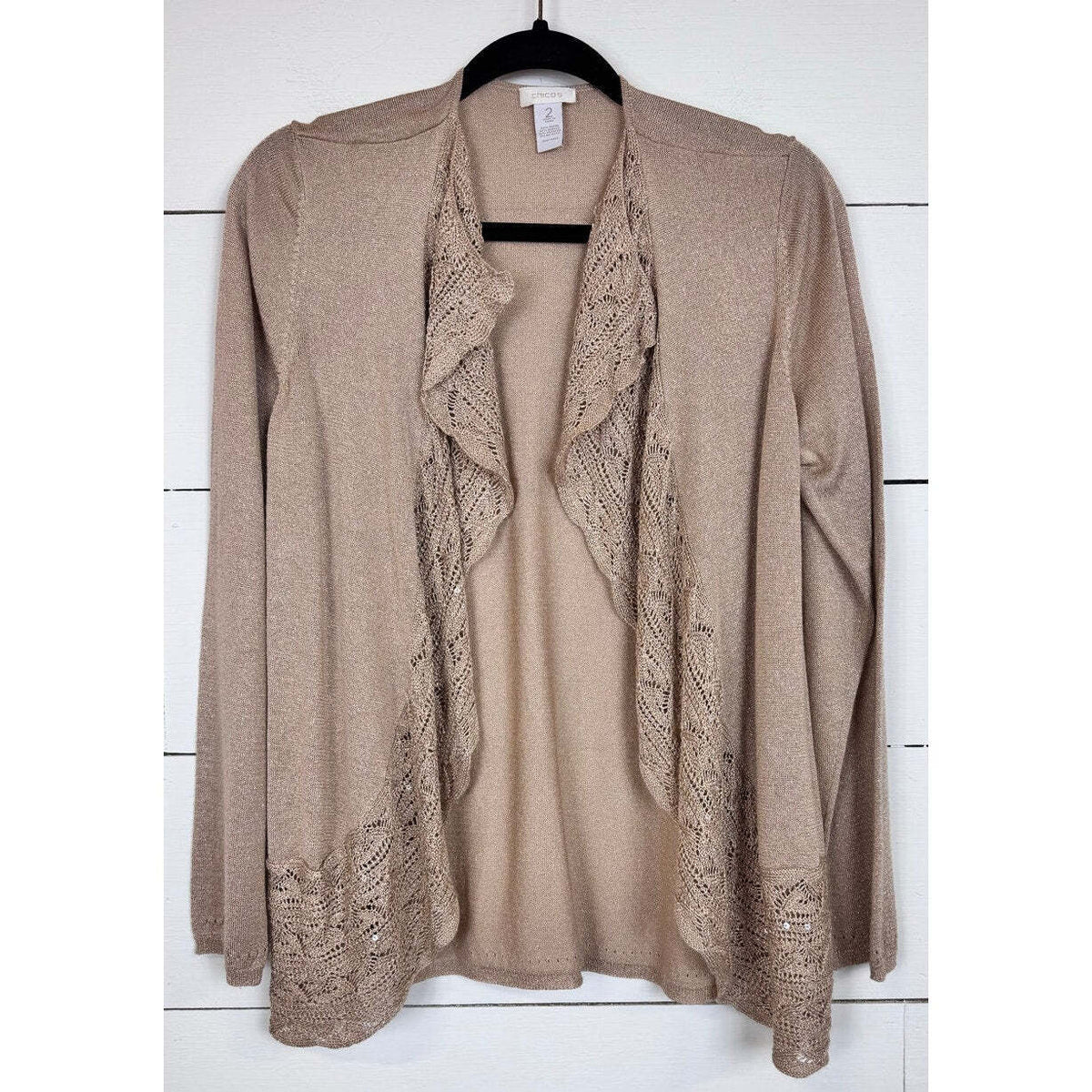 Chico's Long Sleeve Cardigan Women's Size 2 - L / Beige - Image 1