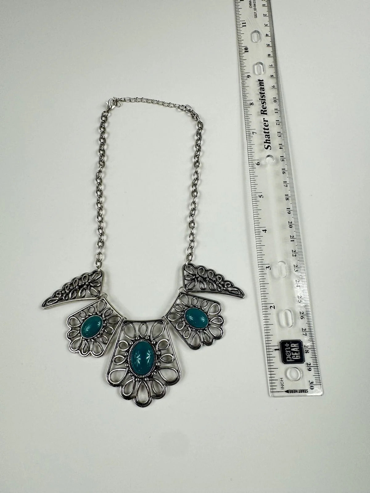 Fashion Jewelry Silver & Turquoise Toned Women's Necklace - Image 2