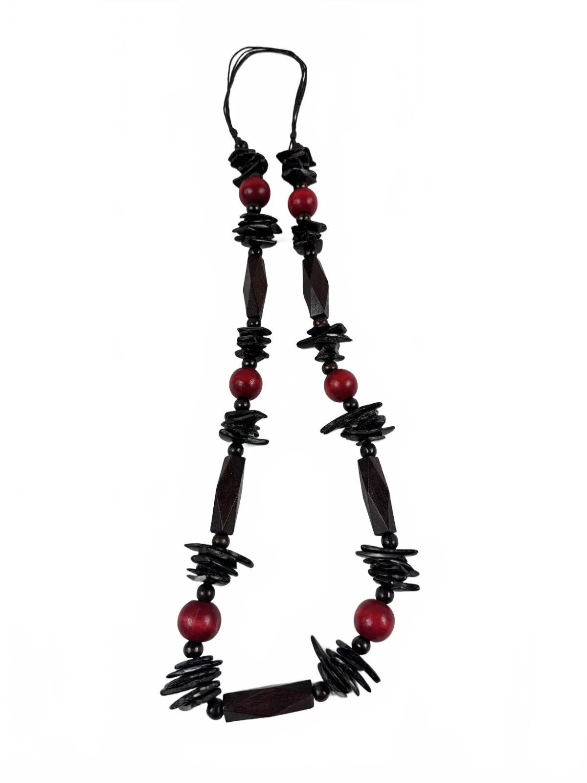 Fashion Jewelry Red & Wooden Beaded Women's Necklace - Image 1