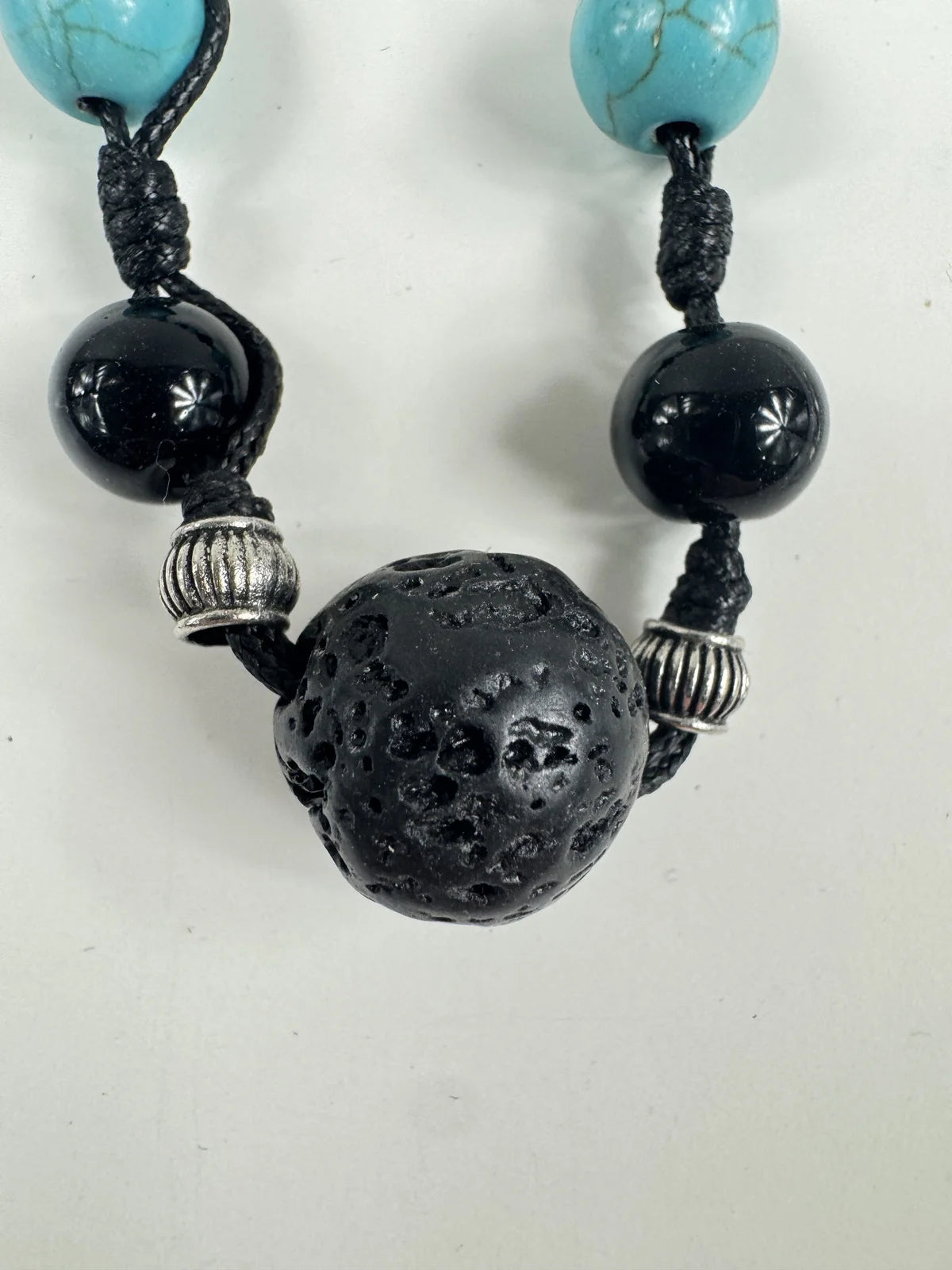 Fashion Jewelry Beaded Turquoise & Black Cord Women's Necklace - Image 2