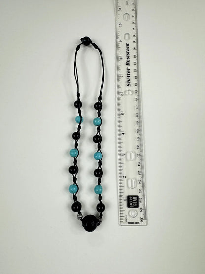 Fashion Jewelry Beaded Turquoise & Black Cord Women's Necklace - Image 4