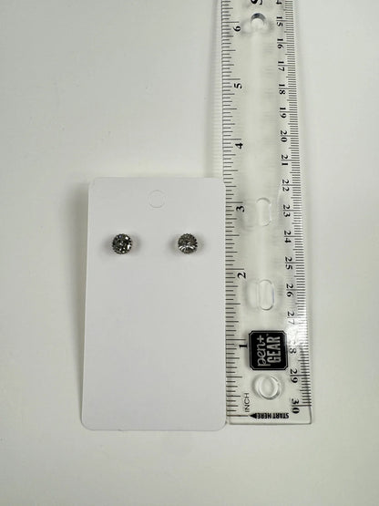 Fashion Jewelry Silver Tone Round Rhinestone Stud Earrings - Image 2