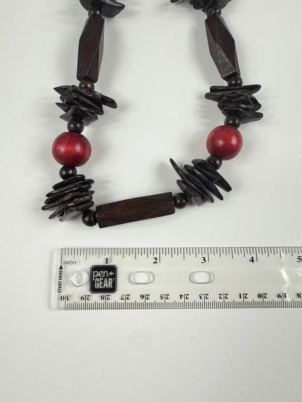 Fashion Jewelry Red & Wooden Beaded Women's Necklace - Image 3