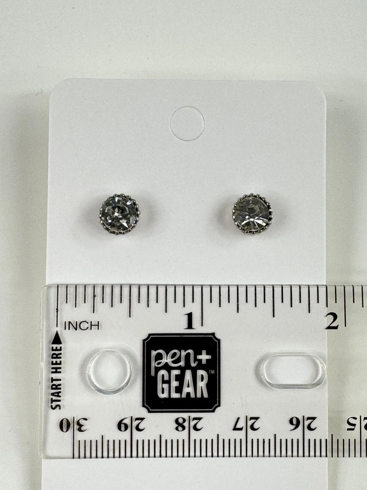 Fashion Jewelry Silver Tone Round Rhinestone Stud Earrings - Image 3