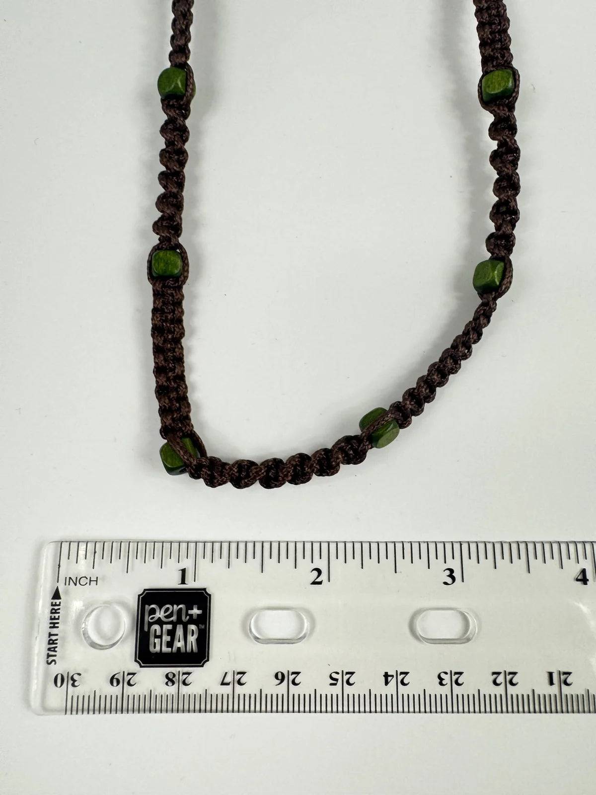 Fashion Jewelry Green Beaded Brown Cord Women's Necklace - Image 3