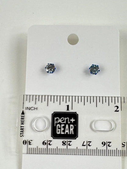 Fashion Jewelry Blue Setting White Rhinestone Stud Earrings - Image 3