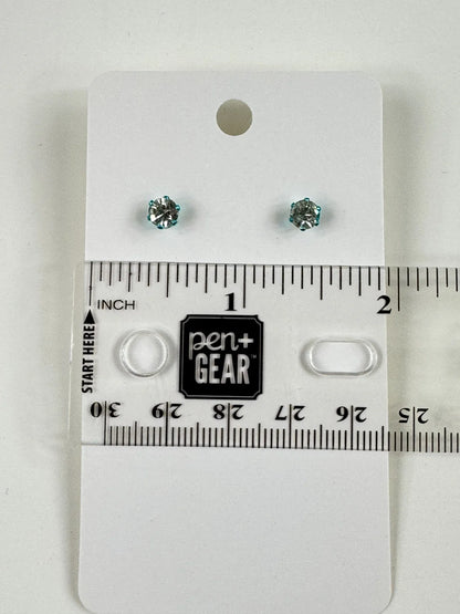 Fashion Jewelry Light Blue Setting White Rhinestone Stud Earrings - Image 3