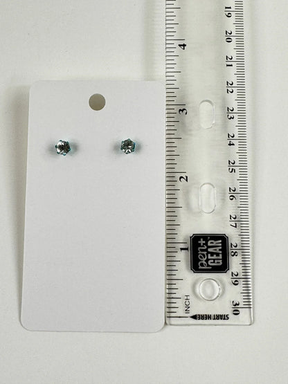 Fashion Jewelry Light Blue Setting White Rhinestone Stud Earrings - Image 2