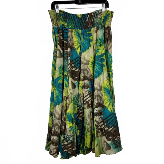 Multiples Green & Blue and Brown Midi Skirt Women's Size Large - Image 1