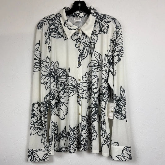 Jaclyn Smith Cream Long Sleeve Button Up Blouse Women's Size XL - Image 1