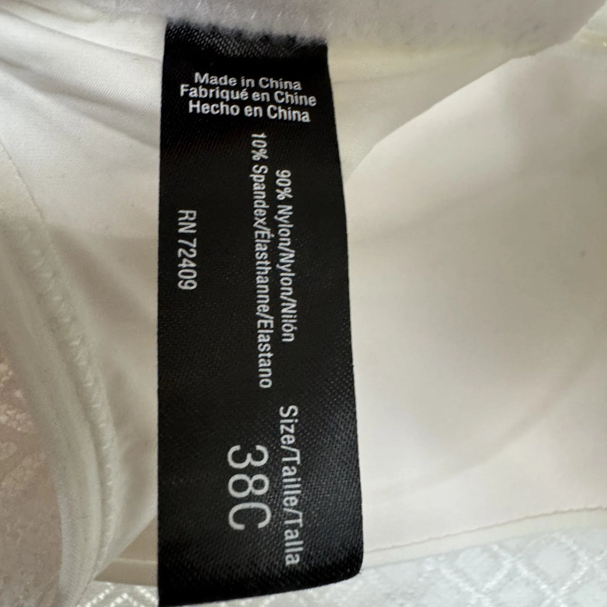 White Wireless Bra Women's Size 38C