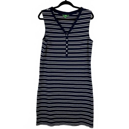 DIP Navy Blue and White Sleeveless Knee-Length Dress Women's XL - Image 1