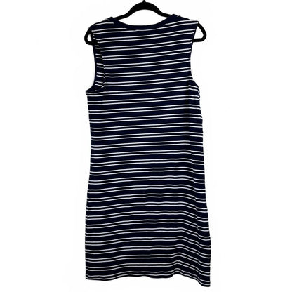 DIP Navy Blue and White Sleeveless Knee-Length Dress Women's XL - Image 2