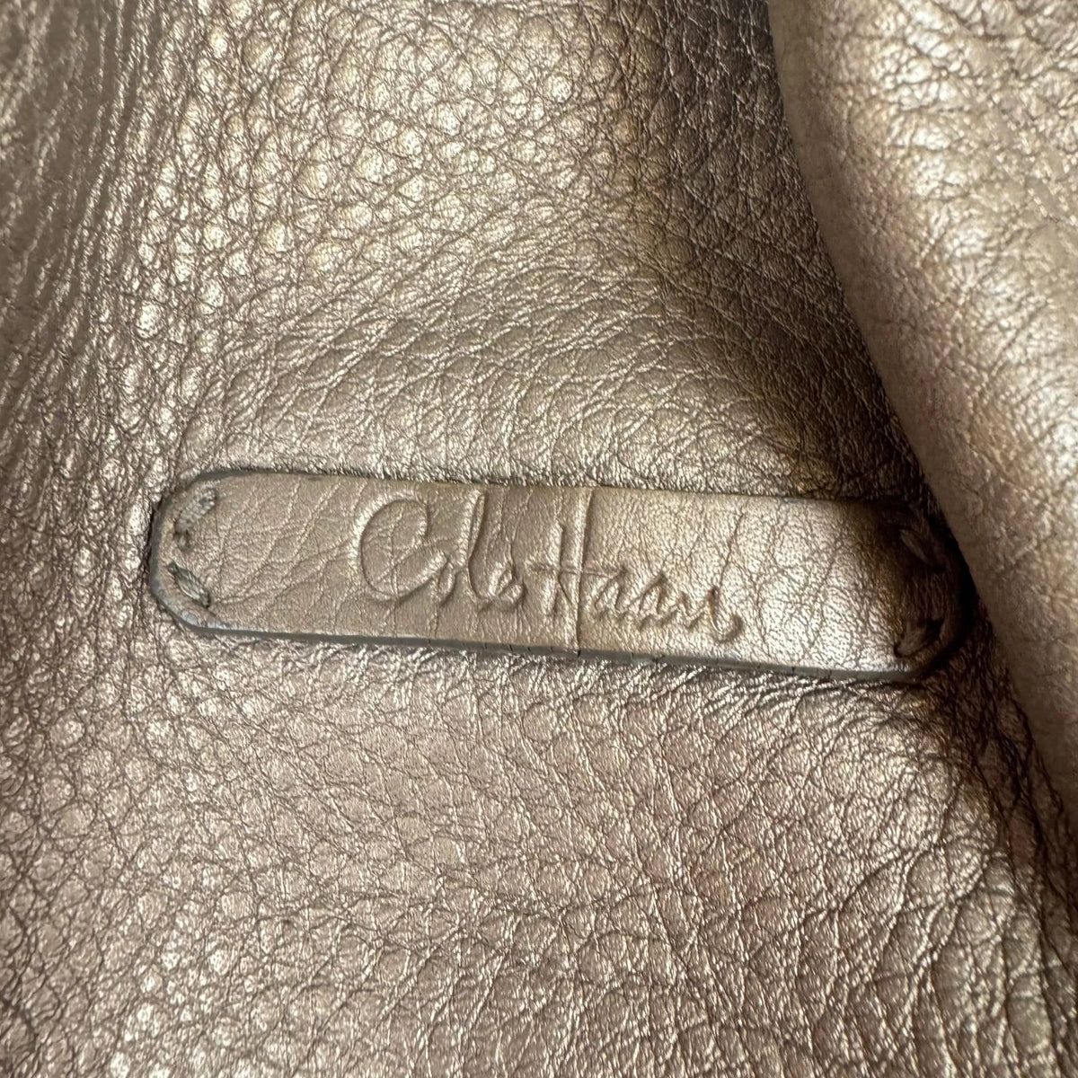 Vintage Cole Haan Metallic Taupe Bucket bag silver hardware - Tan - Image 3