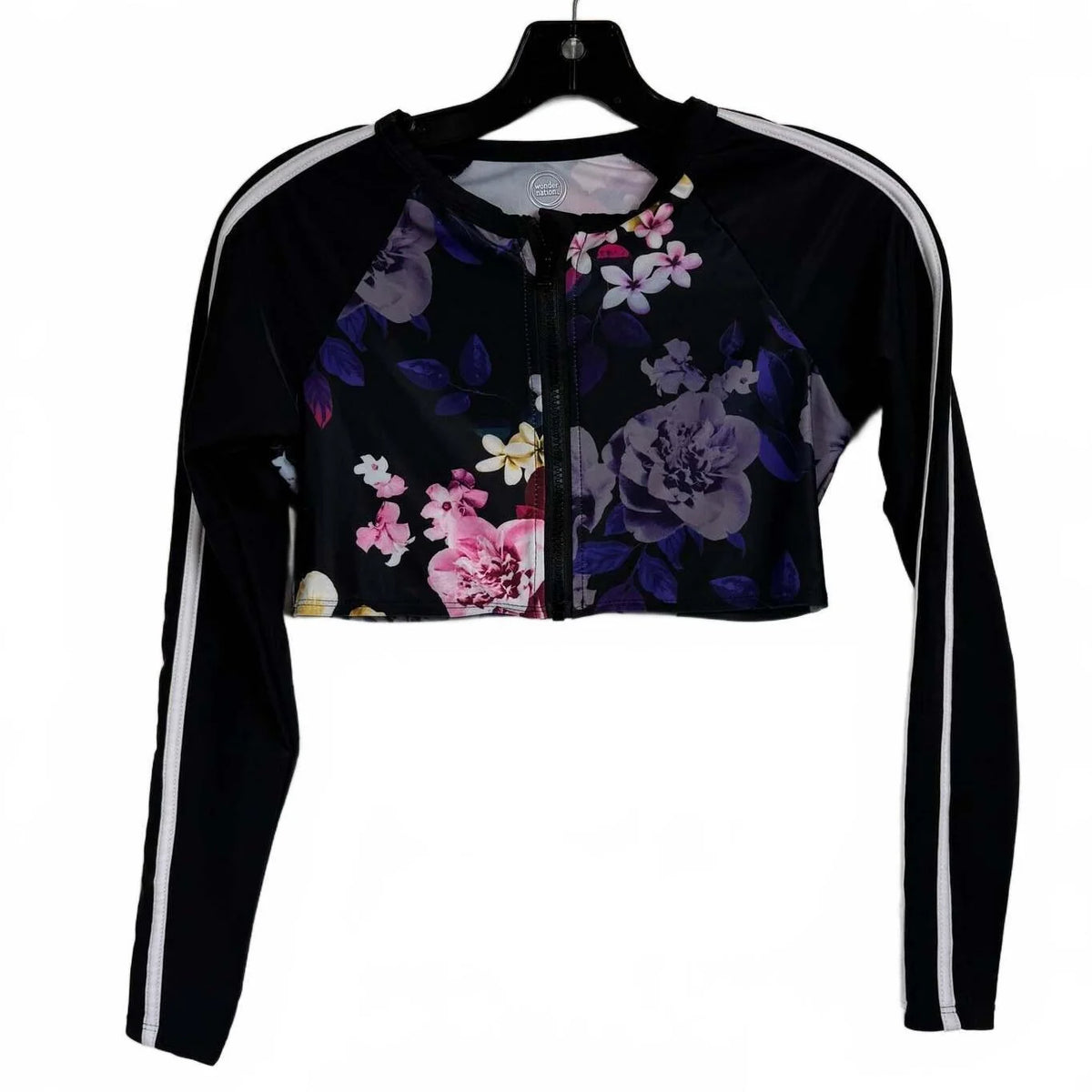 Wonder Nation Black Long Sleeve Swimsuit Top Girl's Size XL - Image 1