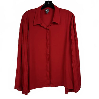 Worthington Red Long Sleeve Button Up Blouse Women Size XL - XL / Red - Image 1