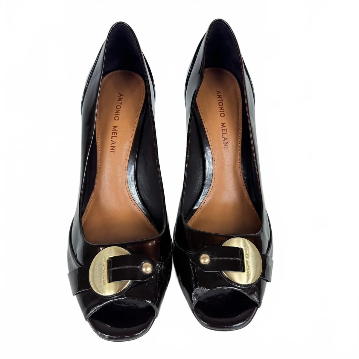 Antonio Melani Burgundy heels with Gold toned accents Women's Size 9.5 - Image 2