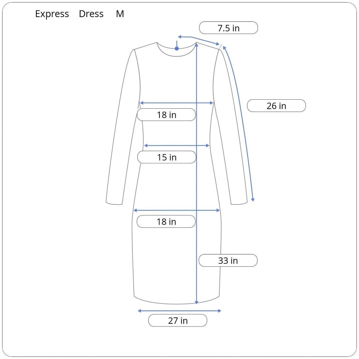 Express Long Sleeve Knee Length Dress Women Size Medium - Image 5