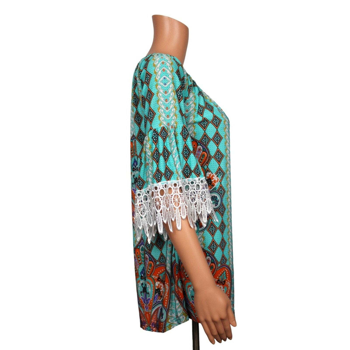 Win Win 3/4 Sleeve Tunic Top Women's Size S/M - S / Turquoise - Image 2