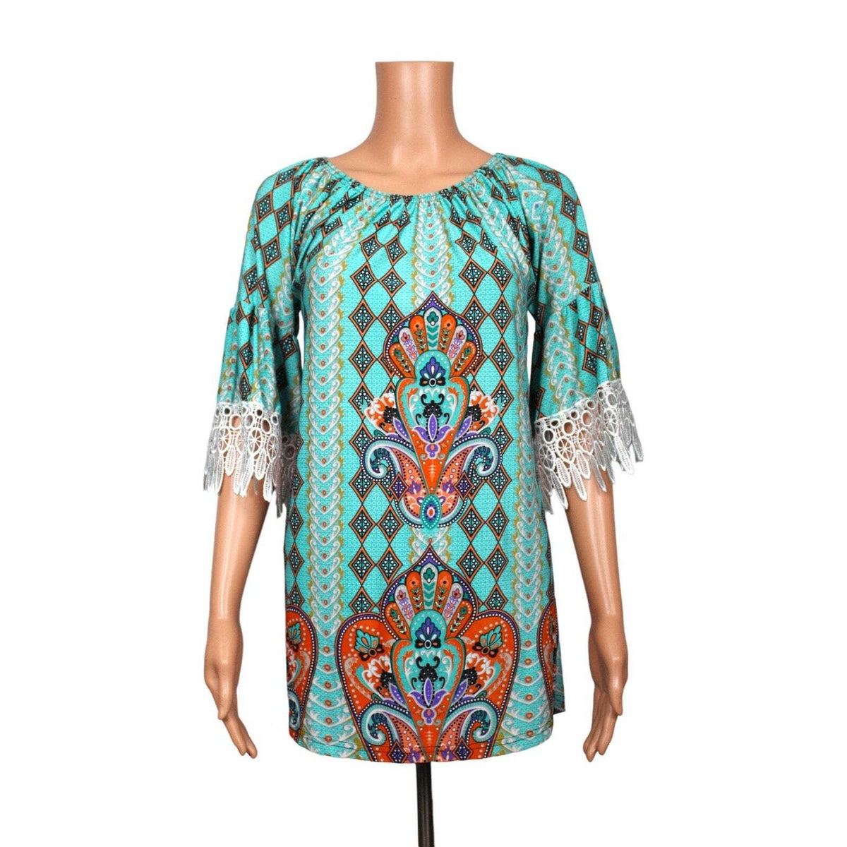Win Win 3/4 Sleeve Tunic Top Women's Size S/M - S / Turquoise - Image 1