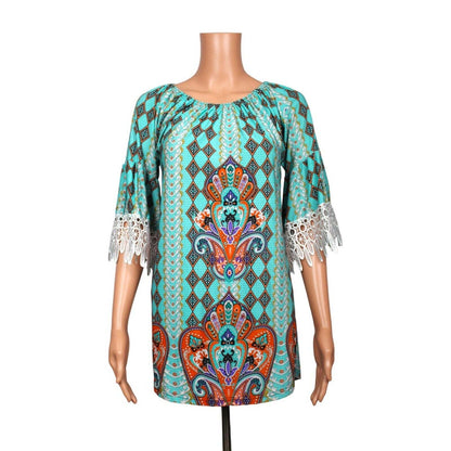 Win Win 3/4 Sleeve Tunic Top Women's Size S/M - S / Turquoise - Image 1
