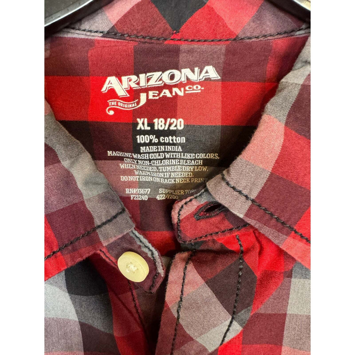 Arizona Long Sleeve Button Up Shirt Boy's Size XL (18/20) - Image 3