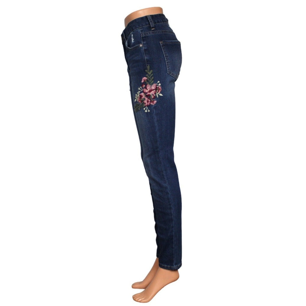Harper Mid Rise Embroidered Skinny Jeans Women's Size 28" - Image 2