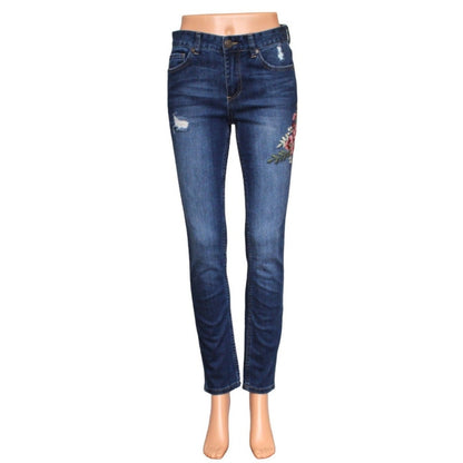 Harper Mid Rise Embroidered Skinny Jeans Women's Size 28" - Image 1