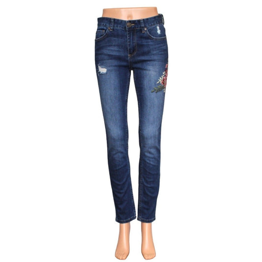 Harper Mid Rise Embroidered Skinny Jeans Women's Size 28" - Image 1