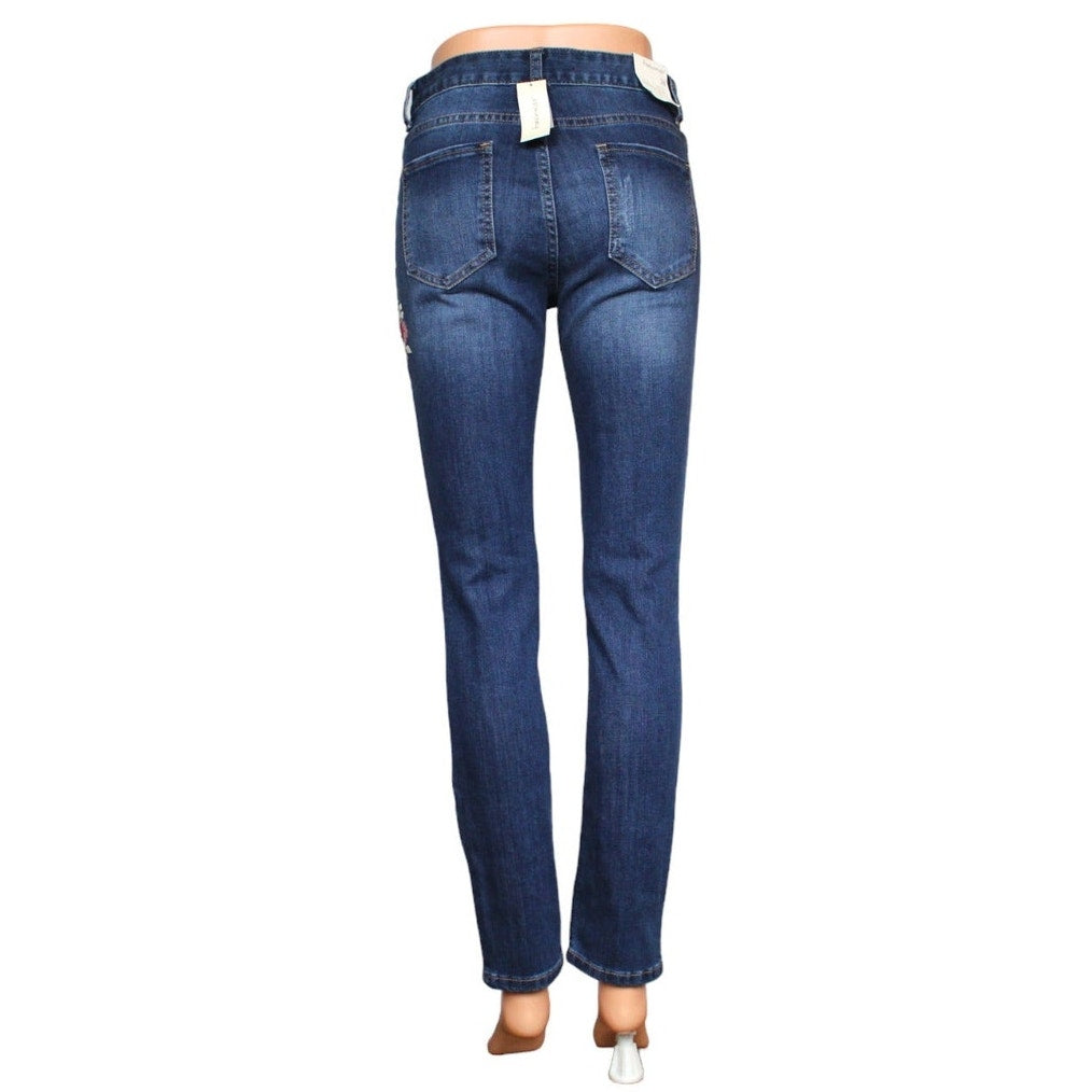 Harper Mid Rise Embroidered Skinny Jeans Women's Size 28" - Image 3