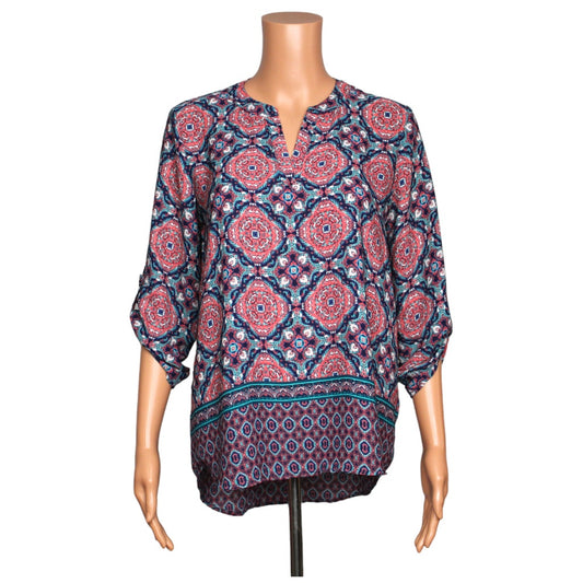 Pink Rose 3/4 Sleeve Sheer Top Women's Size Medium - Image 1
