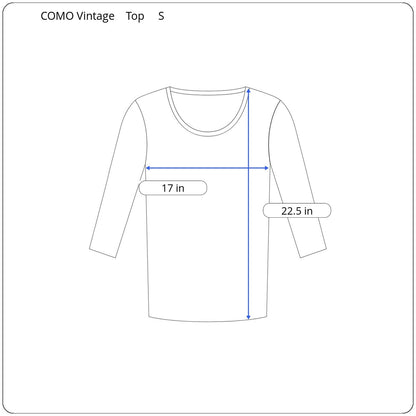 COMO Vintage 3/4 Sleeve Top Women's Size Small - Image 4