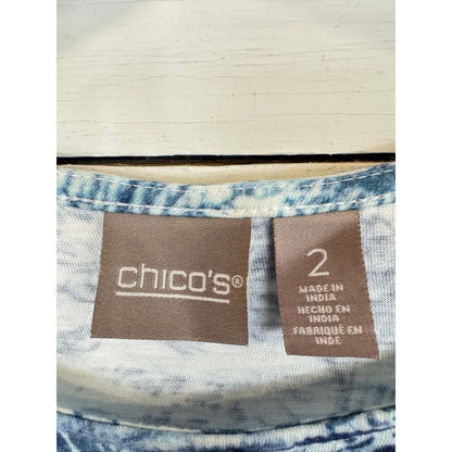 Chico's Blue and White Short sleeve blouse women's size 2 - Image 3