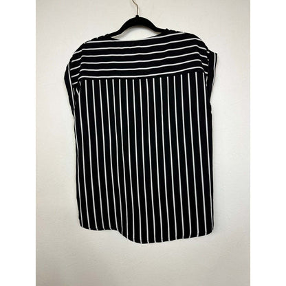 Mts Black and White Short Sleeve Blouse Women's Size Medium - Image 2