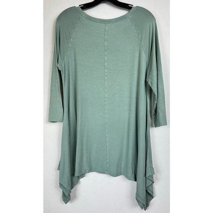 Not of This World Green Women's 3/4 Sleeve Feather Blouse XL - Image 2