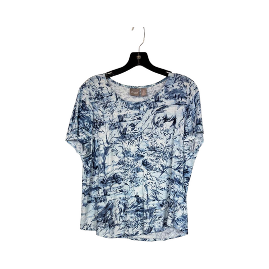 Chico's Blue and White Short sleeve blouse women's size 2 - Image 1