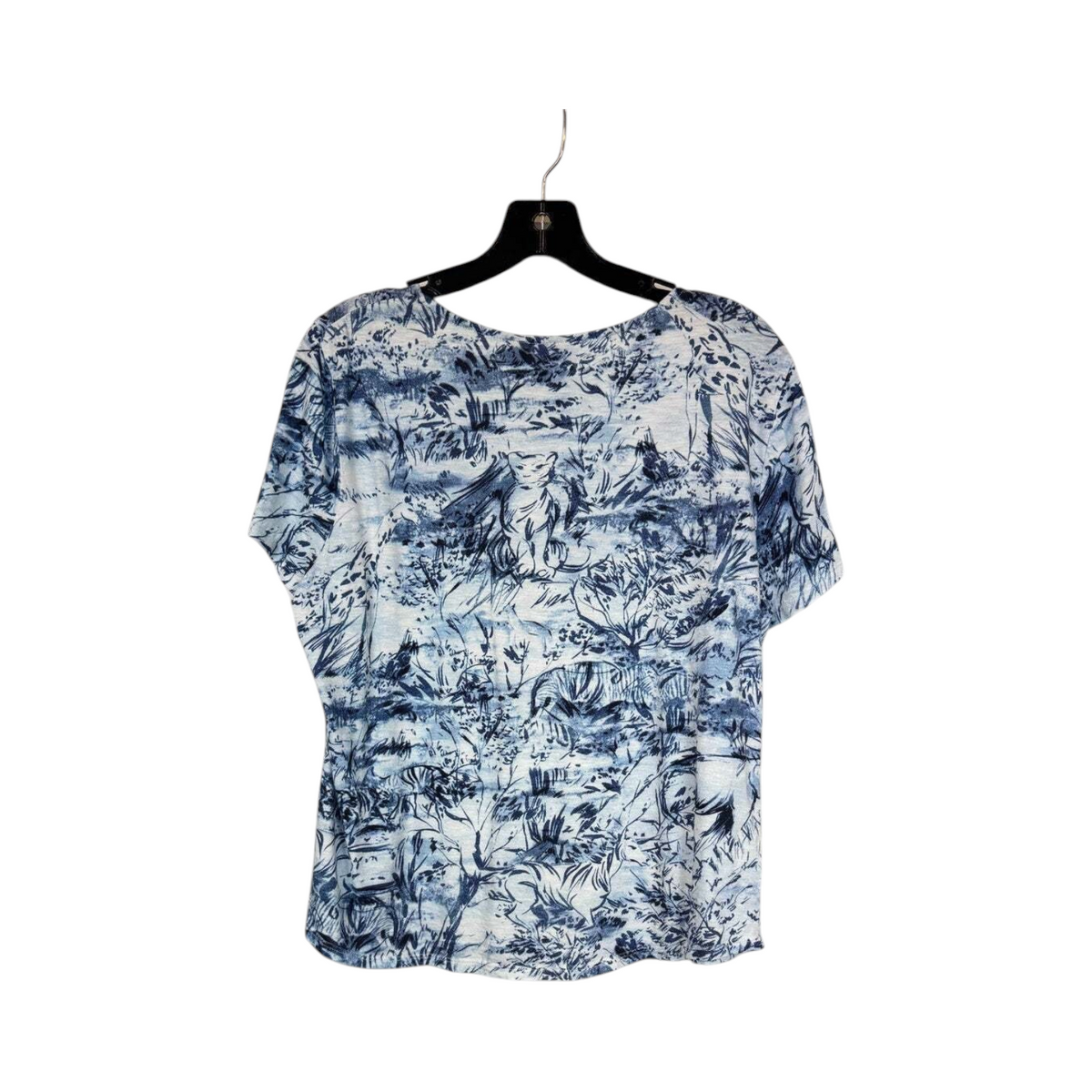 Chico's Blue and White Short sleeve blouse women's size 2 - Image 2