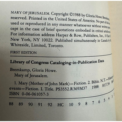 Mary of Jerusalem by Gloria Howe Bremkamp Hardcover Harper & Row - Image 8