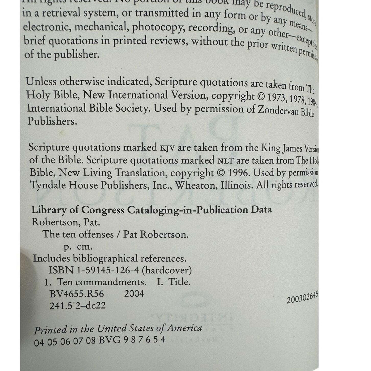 The Ten Offenses by Pat Robertson (Hardcover) - Image 7