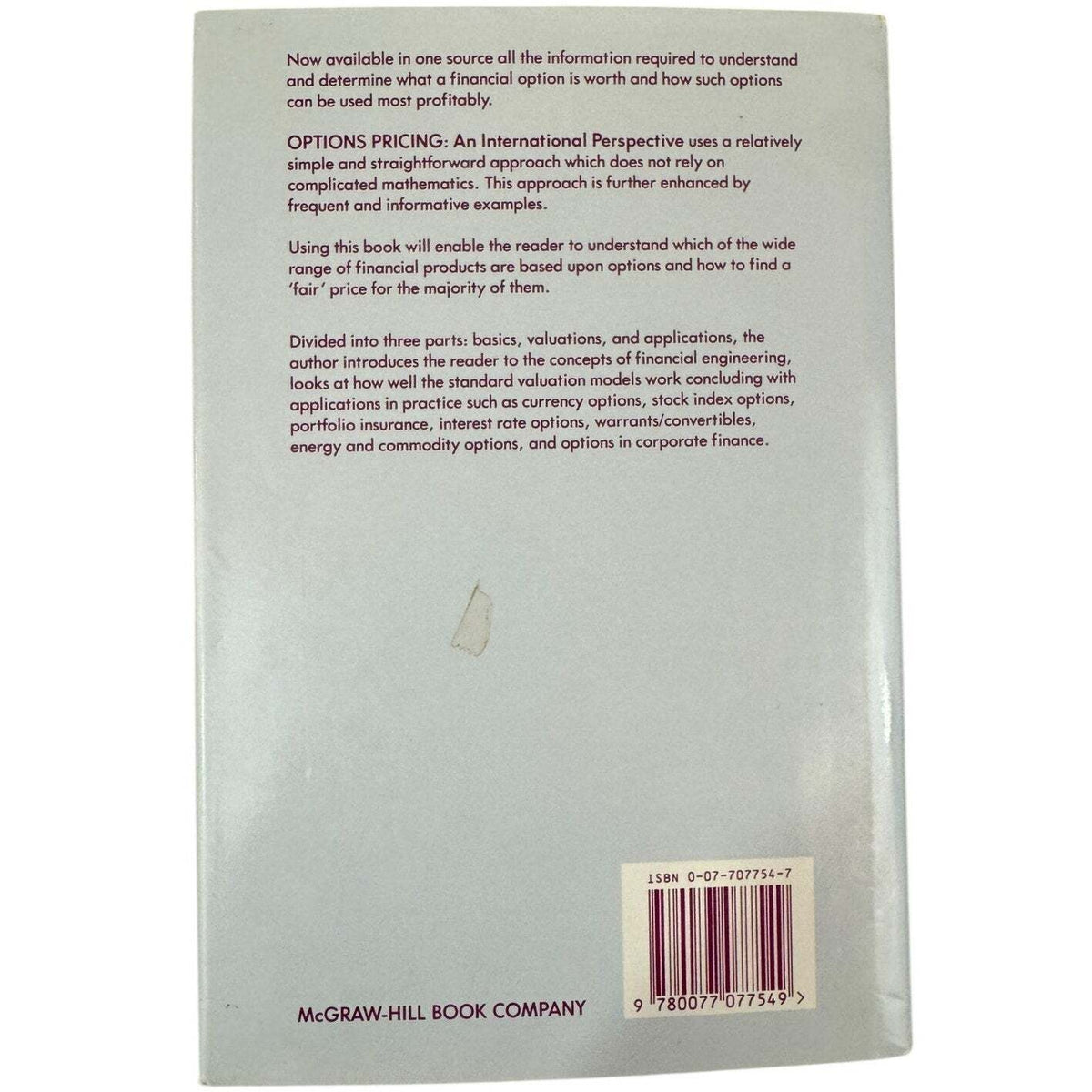 Options Pricing by Gordon Gemmill (Hardcover) - Image 2